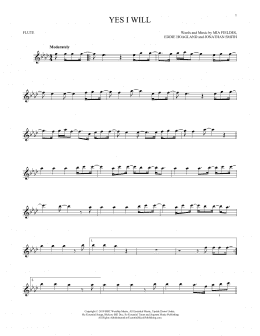 page one of Yes I Will (Flute Solo)