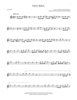 page one of Yes I Will (Alto Sax Solo)