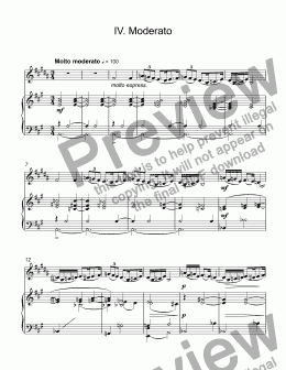 page one of Bartók, Béla - Romanian Folk Dances - 4.Horn Dance - Molto moderato for trumpet & piano