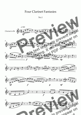 page one of Four Clarinet Fantasies