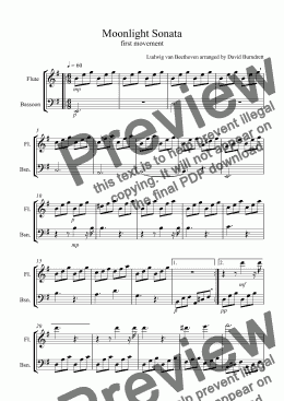 page one of Moonlight Sonata (1st movement) for Flute and Bassoon Duet