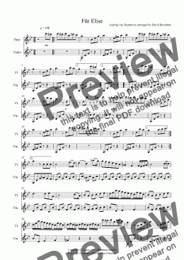 page one of Für Elise Flute and Violin Duet