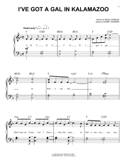 page one of I've Got A Gal In Kalamazoo (Easy Piano)