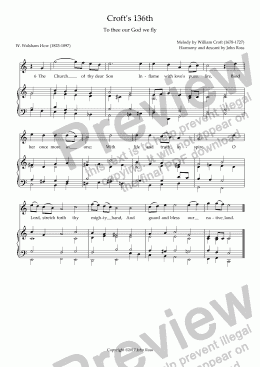 page one of Croft's 136th (To thee our God we fly) - Reharmonisation and descant