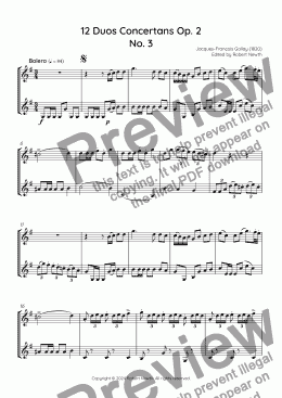 page one of Gallay - 12 Duos Concertans Op. 2 No. 3 'Bolero'