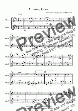 page one of Amazing Grace for Oboe Duet