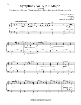 page one of Symphony No. 6 In F Major ("Pastoral"), First Movement Excerpt (Piano Solo)