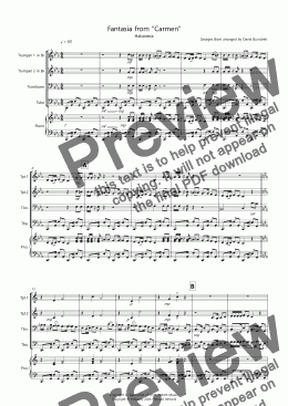 page one of Habanera (Fantasia from Carmen) for Brass Quartet 