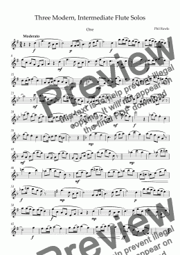 page one of Three Modern, Unaccompanied, Intermediate Flute Solos