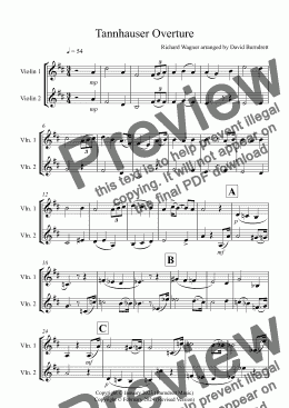 page one of Tannhauser Overture for Violin Duet