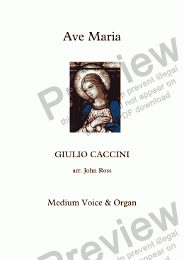 page one of Ave Maria (Caccini) (Medium voice, Organ)