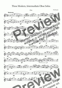 page one of Three Modern, Unaccompanied, Intermediate Oboe Solos