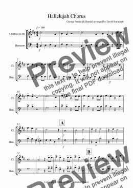 page one of Hallelujah Chorus for Clarinet and Bassoon Duet