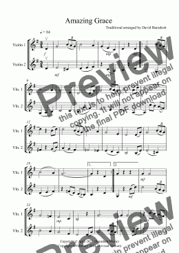 page one of Amazing Grace for Violin Duet