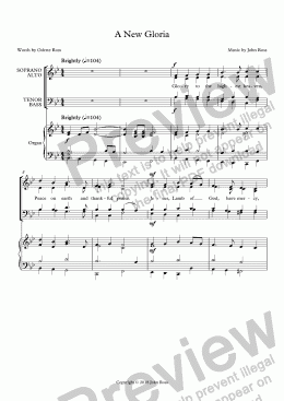 page one of A New Gloria - SATB, Organ