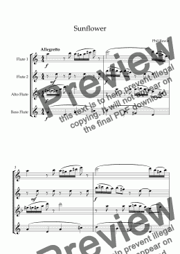 page one of Sunflower - Flute Quartet
