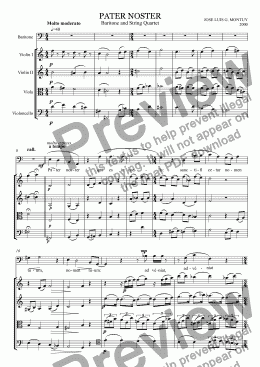 page one of Pater noster", for Baritone and String Quartet