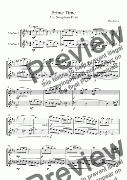 page one of Prime Time - Alto Saxophone Duet