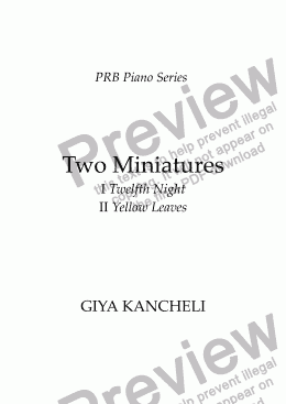page one of PRB Piano Series: Two Miniatures (Kancheli) 