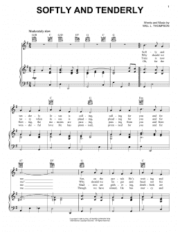page one of Softly And Tenderly (Piano, Vocal & Guitar Chords (Right-Hand Melody))