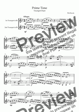page one of Prime Time - Trumpet Duet
