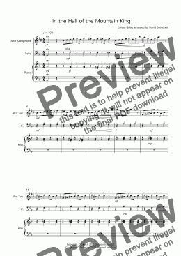 page one of In the Hall of the Mountain King for Alto Saxophone and Cello Duet