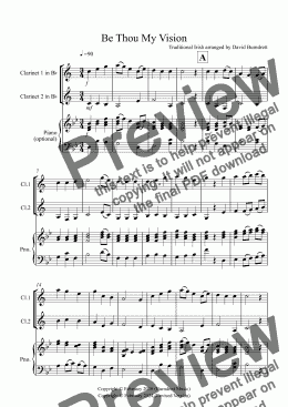 page one of Be Thou My Vision for Clarinet Duet