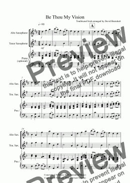 page one of Be Thou My Vision for Alto and Tenor Saxophone Duet