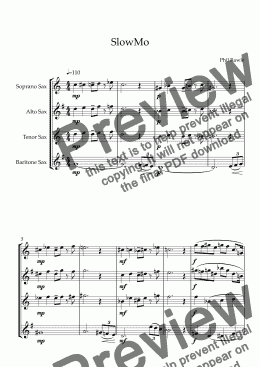page one of SlowMo - Saxophone Quartet