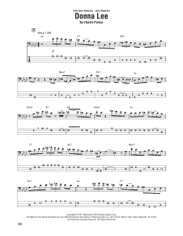page one of Donna Lee (Bass Guitar Tab)