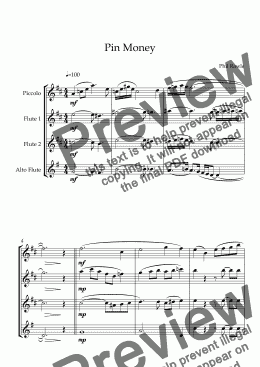 page one of Pin Money - Flute Quartet