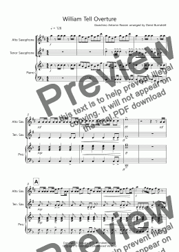 page one of William Tell Overture for Alto and Tenor Saxophone Duet