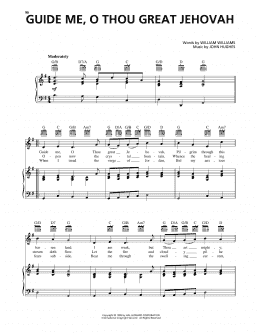 page one of Guide Me, O Thou Great Jehovah (Piano, Vocal & Guitar Chords (Right-Hand Melody))
