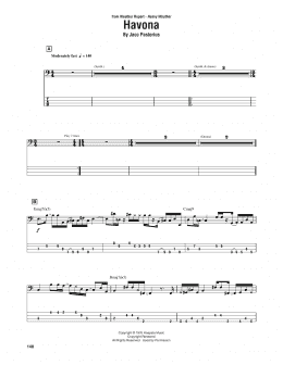 page one of Havona (Bass Guitar Tab)