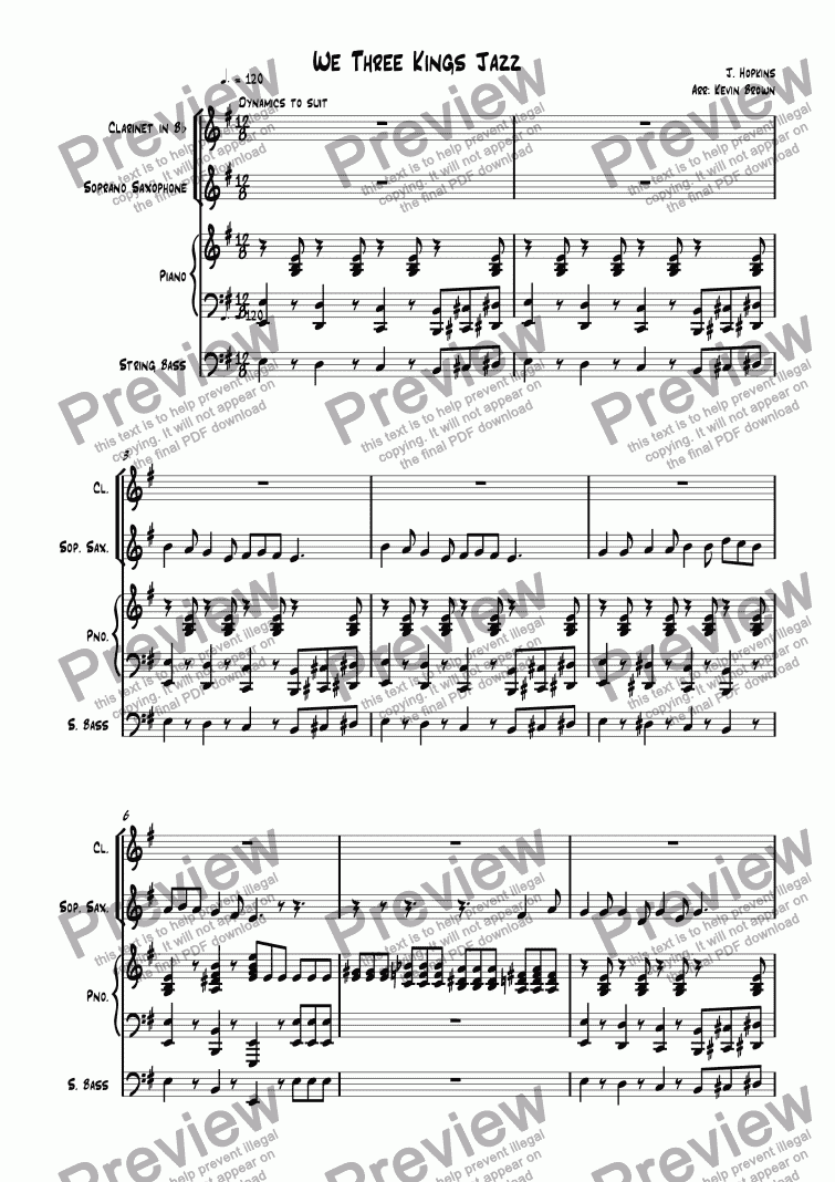 page one of We Three Kings Jazz
