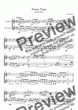 page one of Prime Time - French Horn Duet