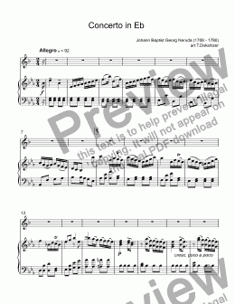 page one of Hummel, Johann Baptist Georg - Trumpet concerto Es-dur, I. Allegro  for trumpet Bb & piano (arr.T. Dokshizer)