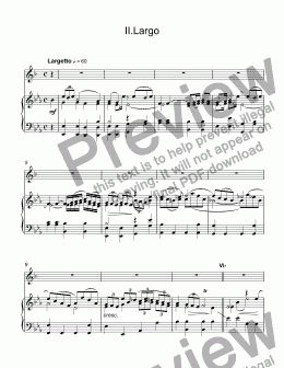 page one of Hummel, Johann Baptist Georg - Trumpet concerto Es-dur, II. Largo  for trumpet Bb & piano (arr.T. Dokshizer)