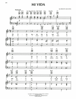 page one of Mi Vida (Piano, Vocal & Guitar Chords (Right-Hand Melody))