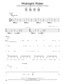 page one of Midnight Rider (Guitar Lead Sheet)