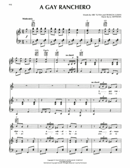 page one of A Gay Ranchero (Piano, Vocal & Guitar Chords (Right-Hand Melody))