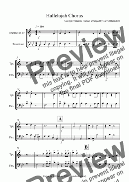 page one of Hallelujah Chorus for Trumpet and Trombone Duet