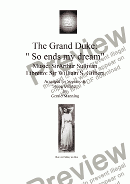 page one of Gilbert & Sullivan - Songs from the Savoy Operas - The Grand Duke: - "So ends my dream" - arr. for Soprano & String Quartet by Gerald Manning