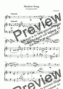 page one of Shadow Song - Alto Sax Solo