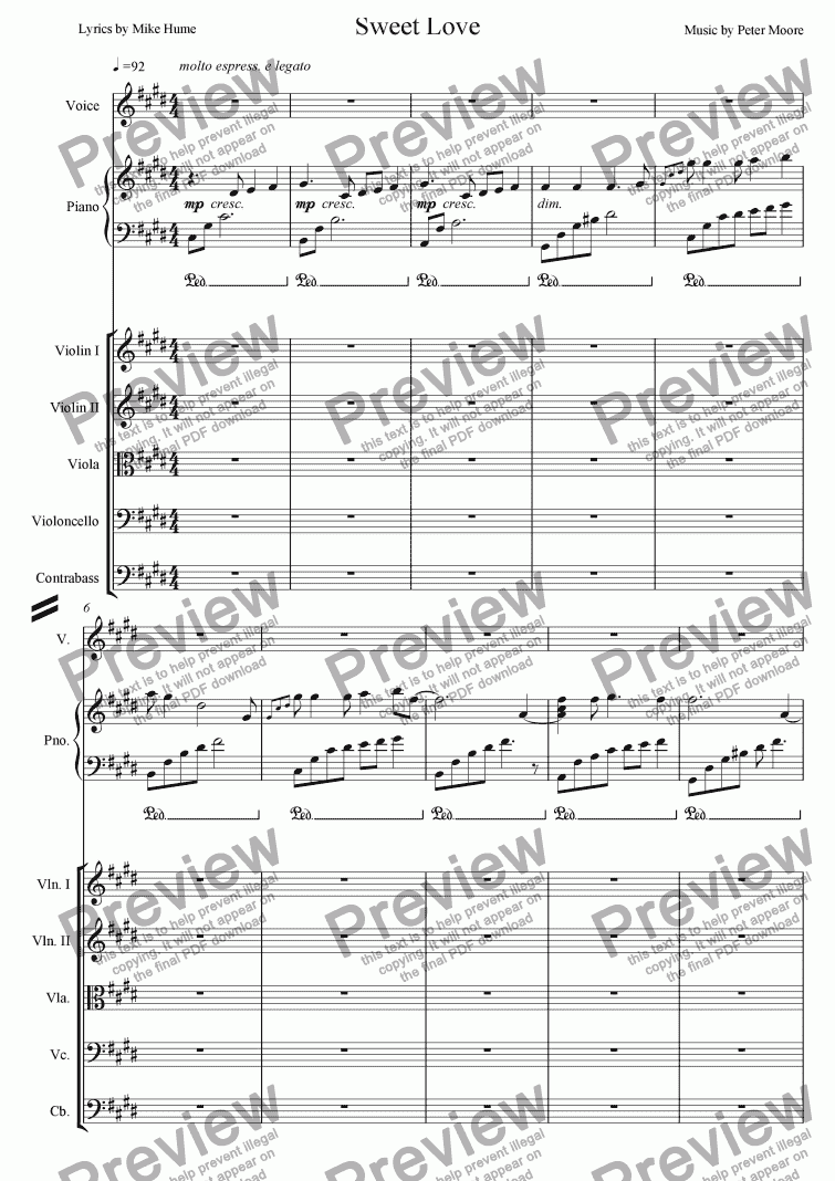page one of Sweet Love with strings