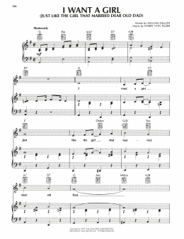 page one of I Want A Girl (Just Like The Girl That Married Dear Old Dad) (Piano, Vocal & Guitar Chords (Right-Hand Melody))