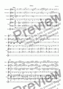 page one of Drive (Percussion Quartet with Piano)