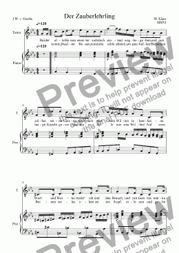 page one of Der Zauberlehrling / Piano