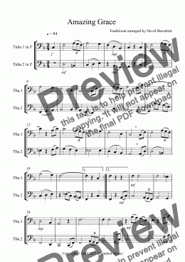 page one of Amazing Grace for Tuba Duet