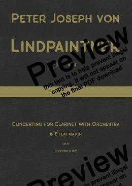 page one of Lindpaintner - Concertino for clarinet with orchestra